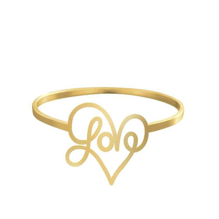 انگشتر طلا 18 عیار زنانه شمیم گلد گالری کد AA 75 طرح لاو