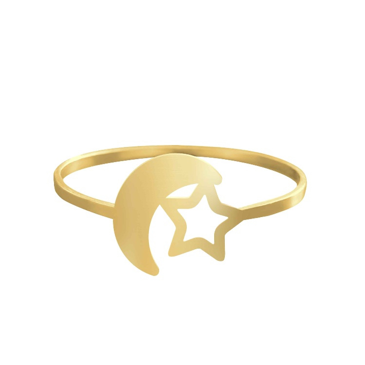 انگشتر طلا 18 عیار زنانه شمیم گلد گالری کد AA 81 طرح ماه و ستاره