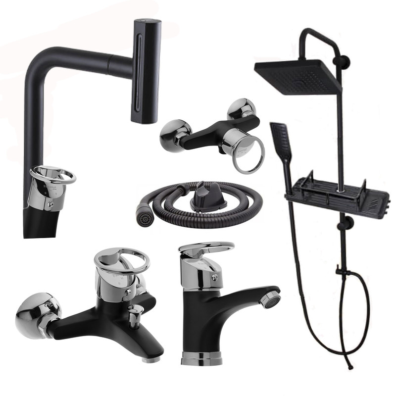 ست شیرآلات توفیق مدل آبشاری النگویی چهارحالته مجموعه 6 عددی