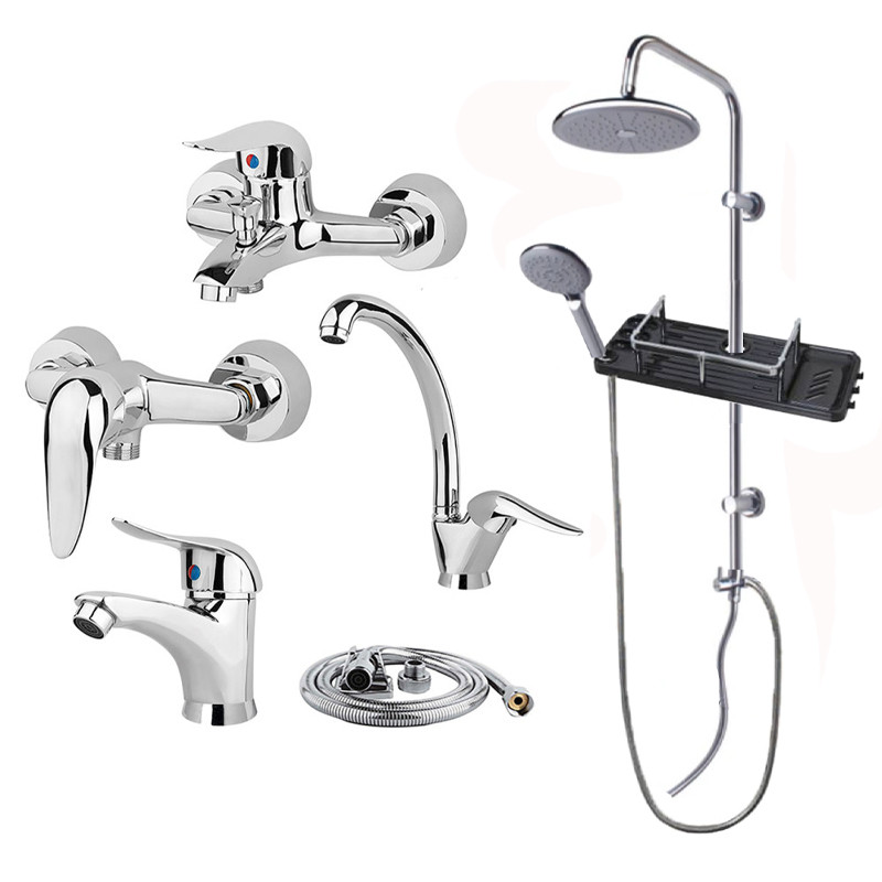 ست شیرآلات شیرآلات بهداشتی و ساختمانی توفیق مدل اوج رسوبگیر مجموعه 6 عددی