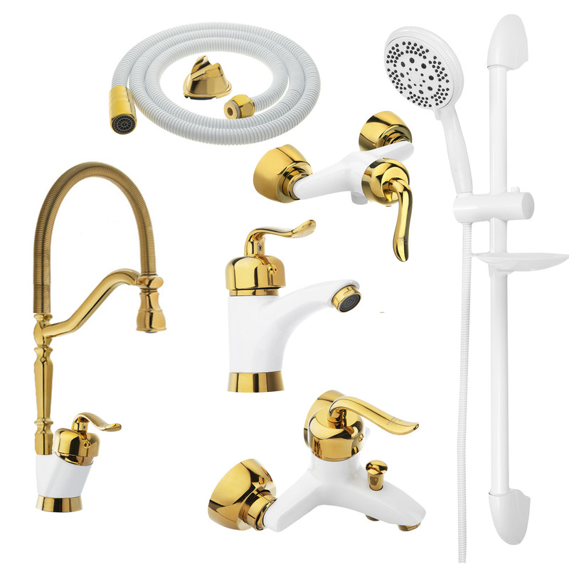 ست شیرآلات شیرآلات بهداشتی و ساختمانی توفیق مدل قجری فنری مجموعه 6 عددی