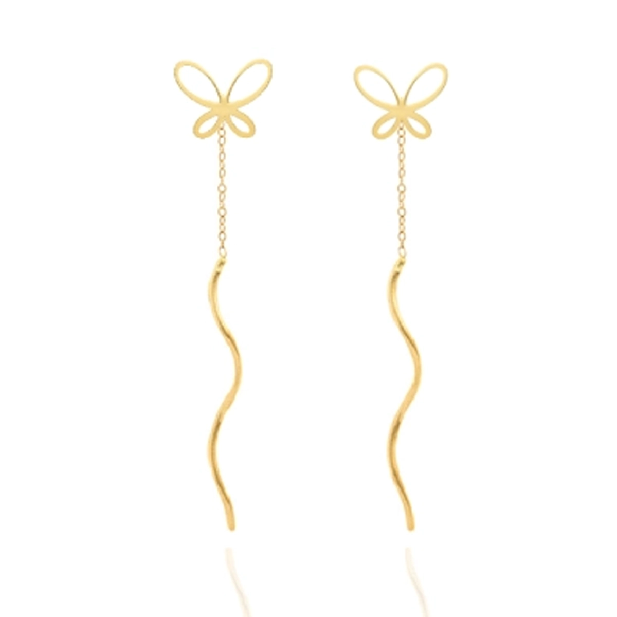 گوشواره طلا زنانه اپال گلد مدل آویزی پروانه 008