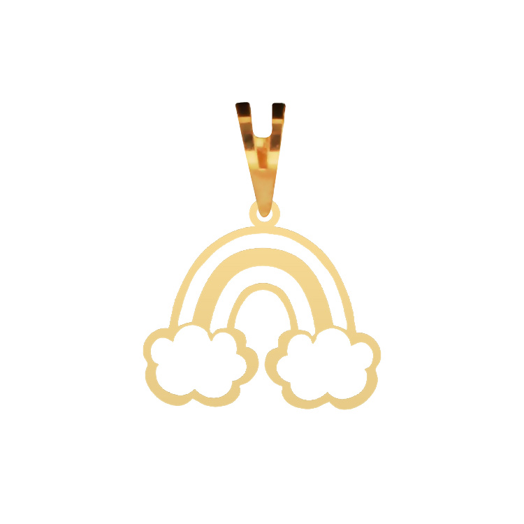 پلاک گردنبند طلا عیار 750 شمیم گلد گالری طرح ابر و رنگین کمان P-123 پلاک گردنبند طلا عیار 750 شمیم گلد گالری طرح ابر و رنگین کمان P-123