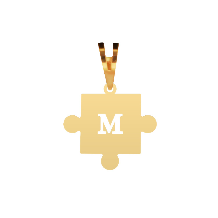 پلاک گردنبند طلا عیار 750 شمیم گلد گالری مدل پازل و حرف M کد P-146