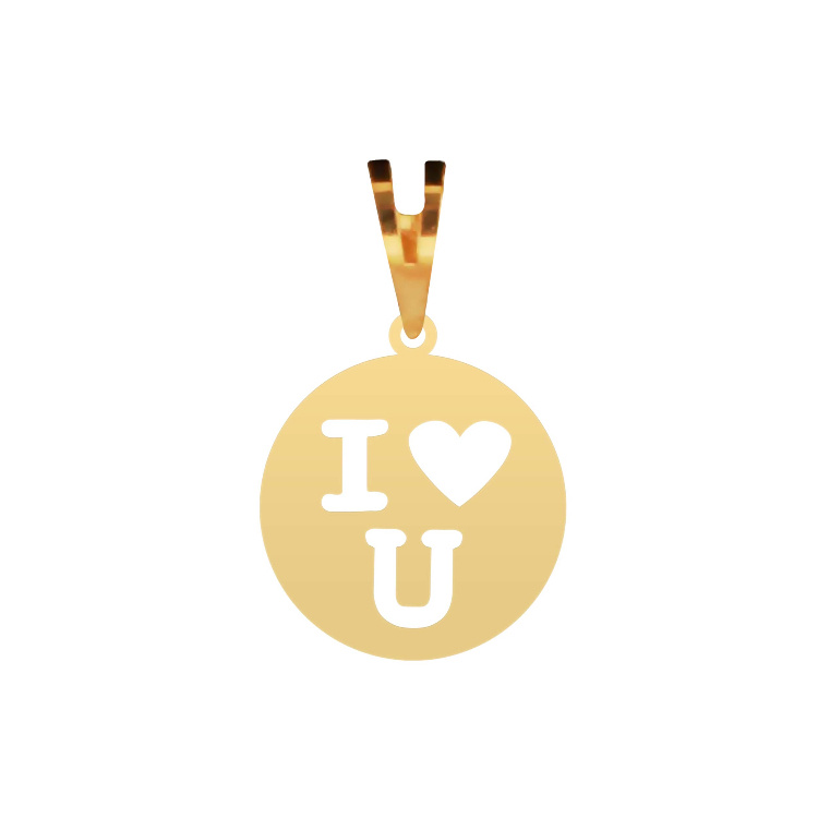 پلاک گردنبند طلا 18 عیار شمیم گلد گالری طرح I Love U کد P-2