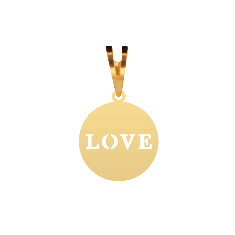 پلاک گردنبند طلا 18 عیار شمیم گلد گالری مدل دایره و Love کد P-5