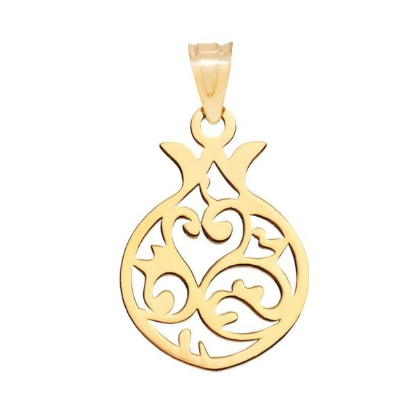 پلاک گردنبند طلا 18 عیار دخترانه شمیم گلد گالری مدل انار 100