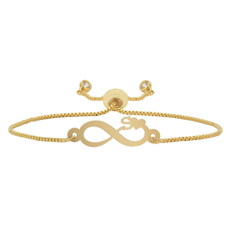 دستبند طلا 18 عیار زنانه شمیم گلد گالری طرح بینهایت و S