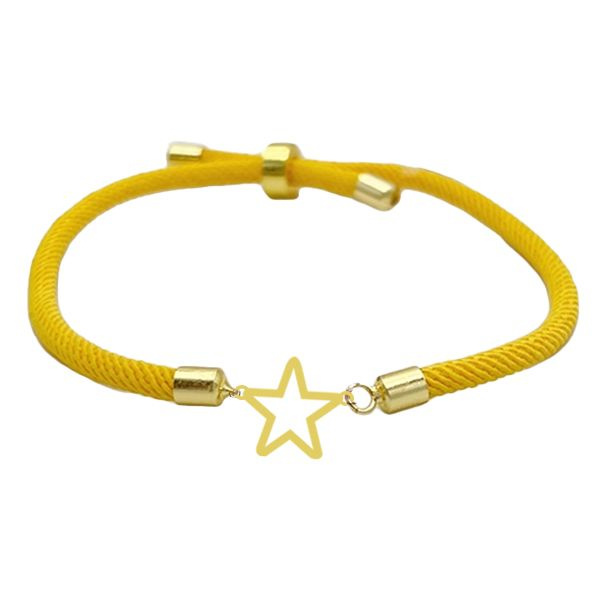 دستبند طلا 18 عیار زنانه شمیم گلد گالری مدل آسانسوری پلاک دار ستاره ای رنگ زرد