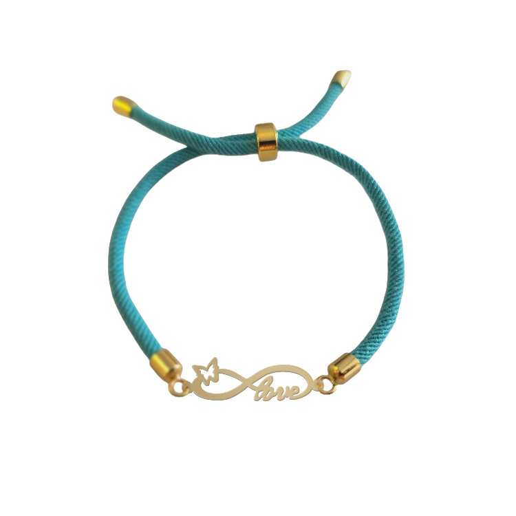 دستبند طلا 18 عیار زنانه شمیم گلد گالری مدل بینهایت و لاو کد D60-6