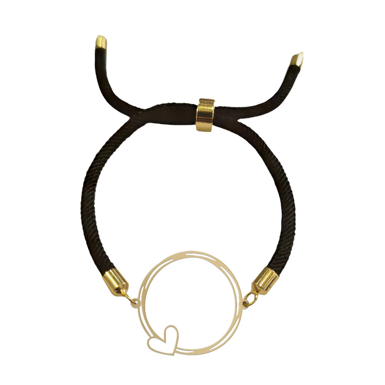 دستبند طلا 18 عیار زنانه شمیم گلد گالری مدل دایره و قلب کد D66-2