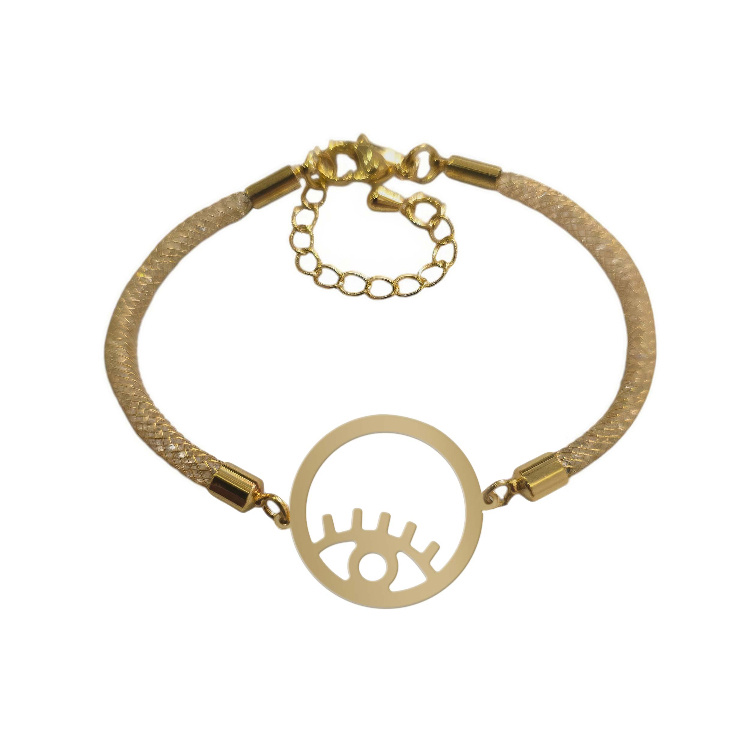 دستبند طلا 18 عیار زنانه شمیم گلد گالری مدل دایره و چشم کد D40-9