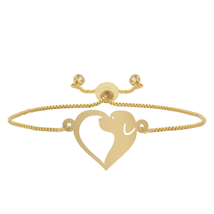 دستبند طلا 18 عیار زنانه شمیم گلد گالری طرح سگ کد A11