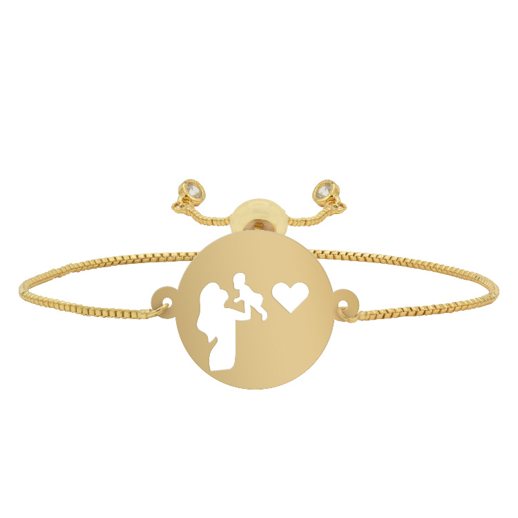 دستبند طلا ۱۸ عیار زنانه شمیم گلد گالری کد A21 طرح مادر و کودک