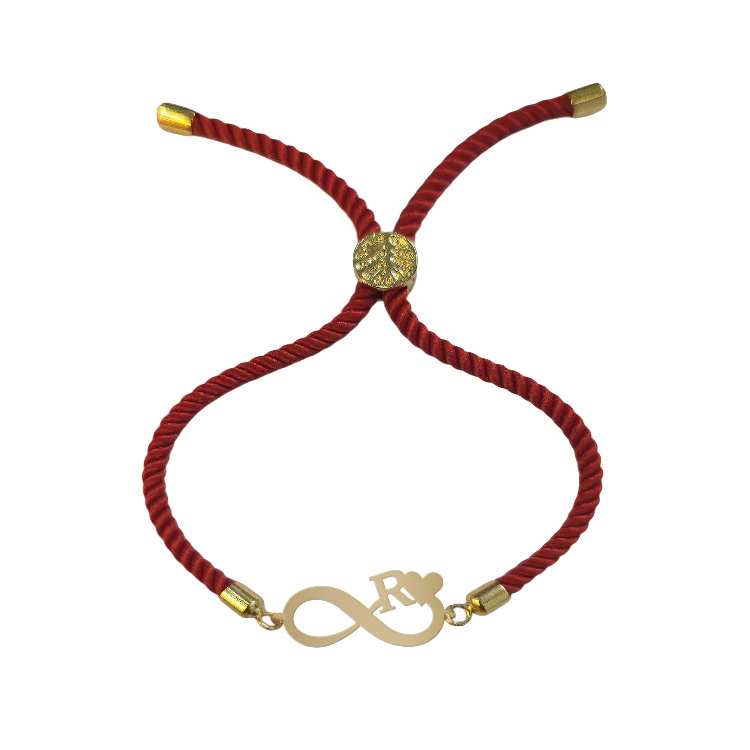 دستبند طلا 18 عیار زنانه شمیم گلد گالری طرح بی نهایت و حرف R کد D68-17