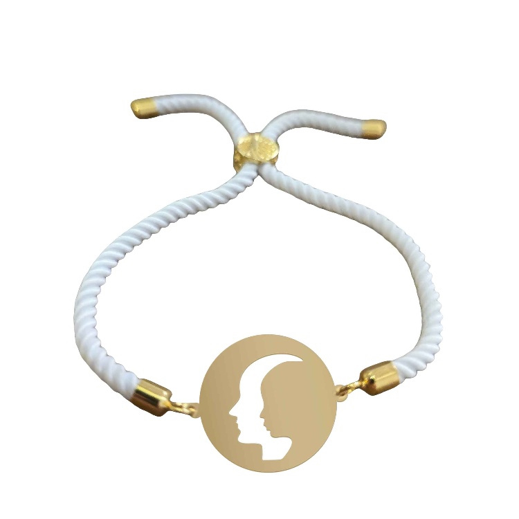 دستبند طلا 18 عیار زنانه شمیم گلد گالری مدل چهره پدر و فرزند کد D7-38