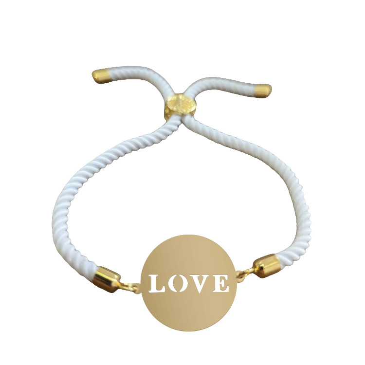 دستبند طلا 18 عیار زنانه شمیم گلد گالری طرح Love کد D29-18