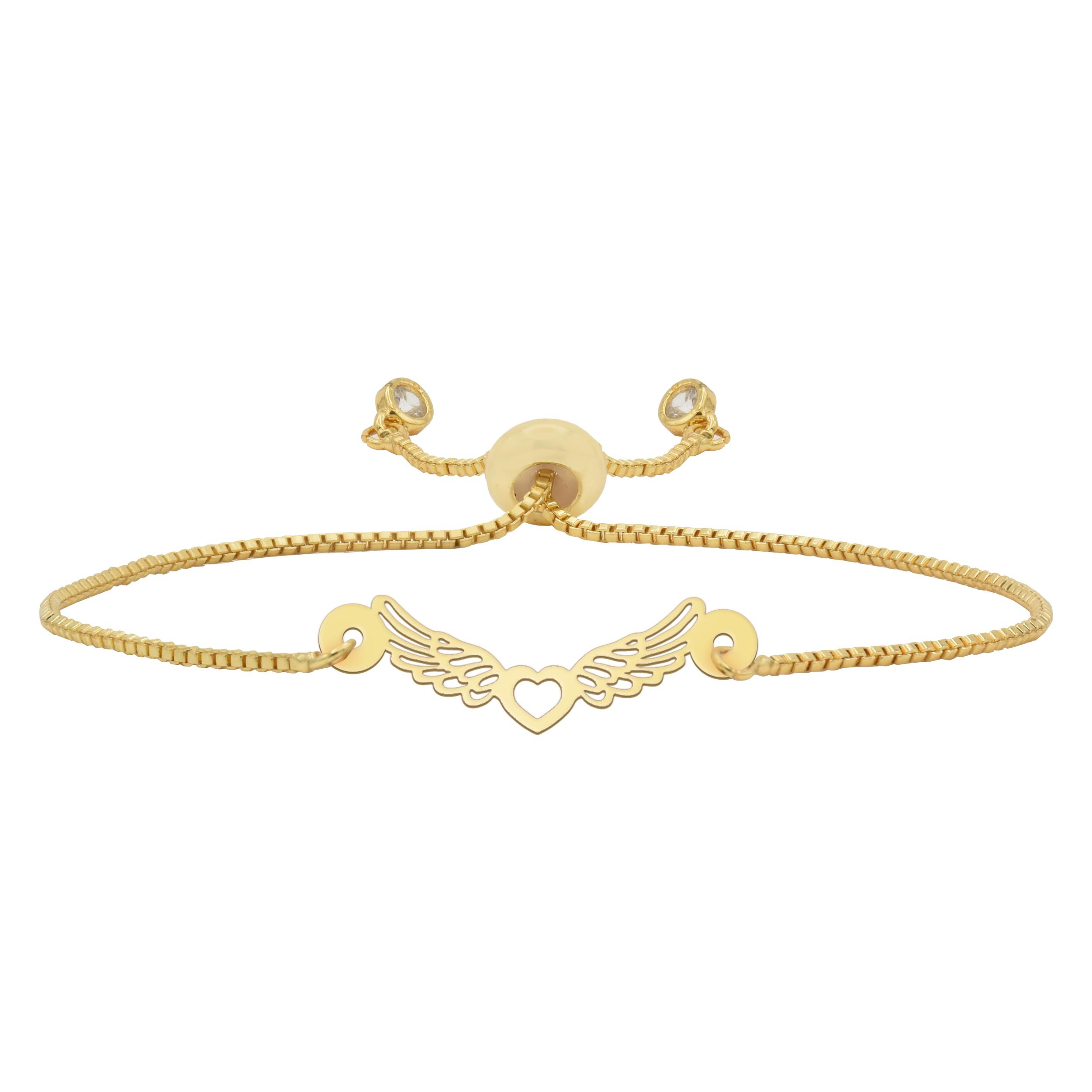 دستبند طلا 18 عیار شمیم گلد گالری طرح قلب و پر مدل D7