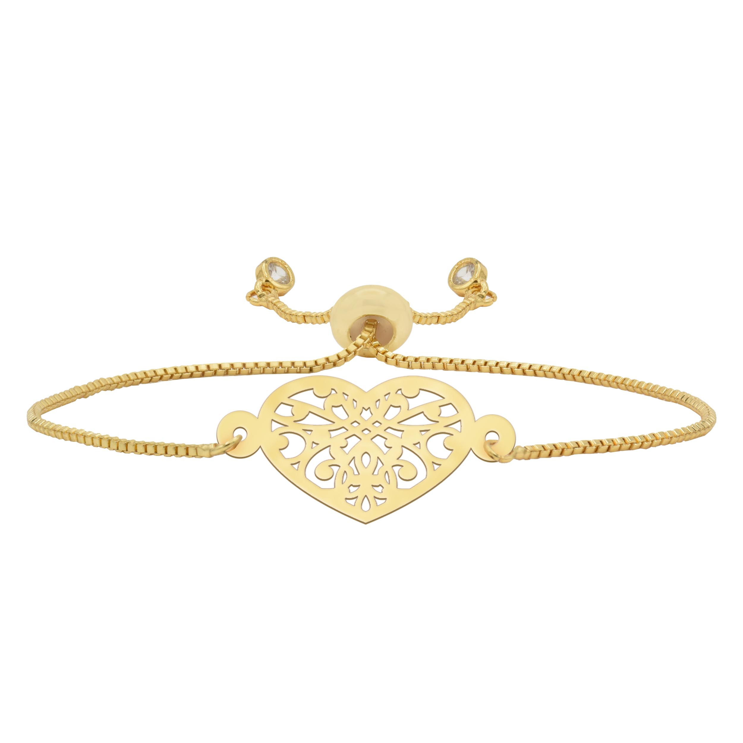 دستبند طلا 18 عیار شمیم گلد گالری طرح قلب مدل D4