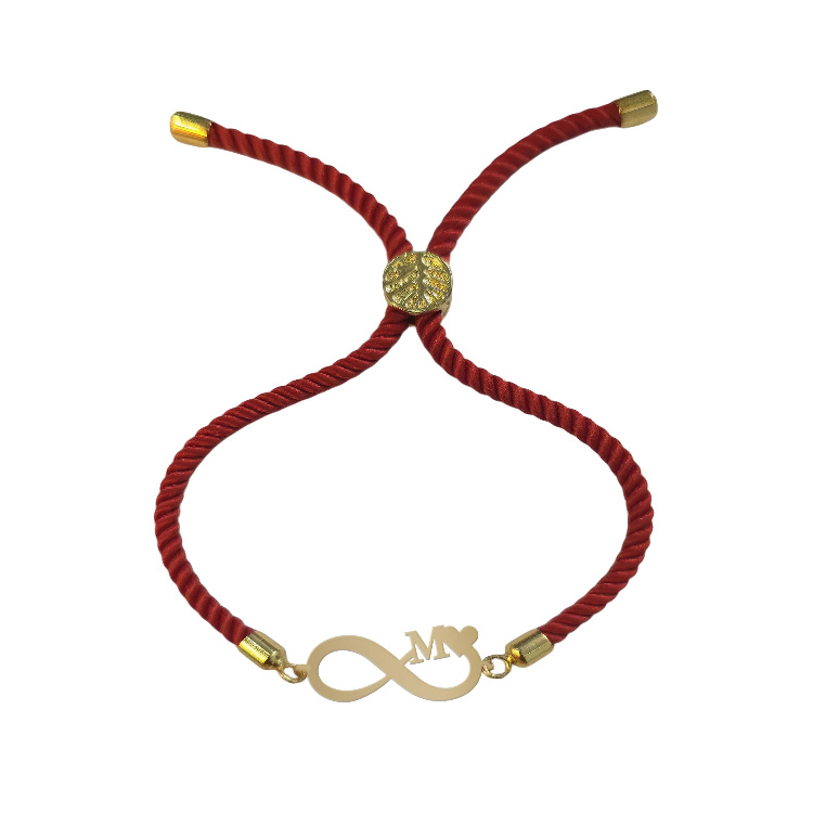 دستبند طلا 18 عیار زنانه شمیم گلد گالری مدل بینهایت و حرف M کد D7-17