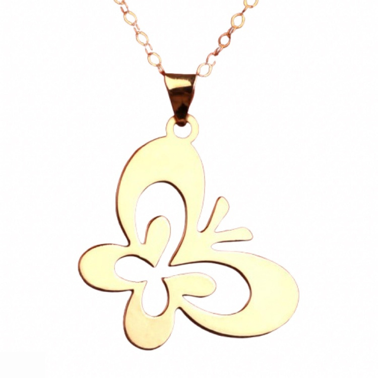 گردنبند طلا 18 عیار زنانه شمیم گلد گالری طرح پروانه کد S-111