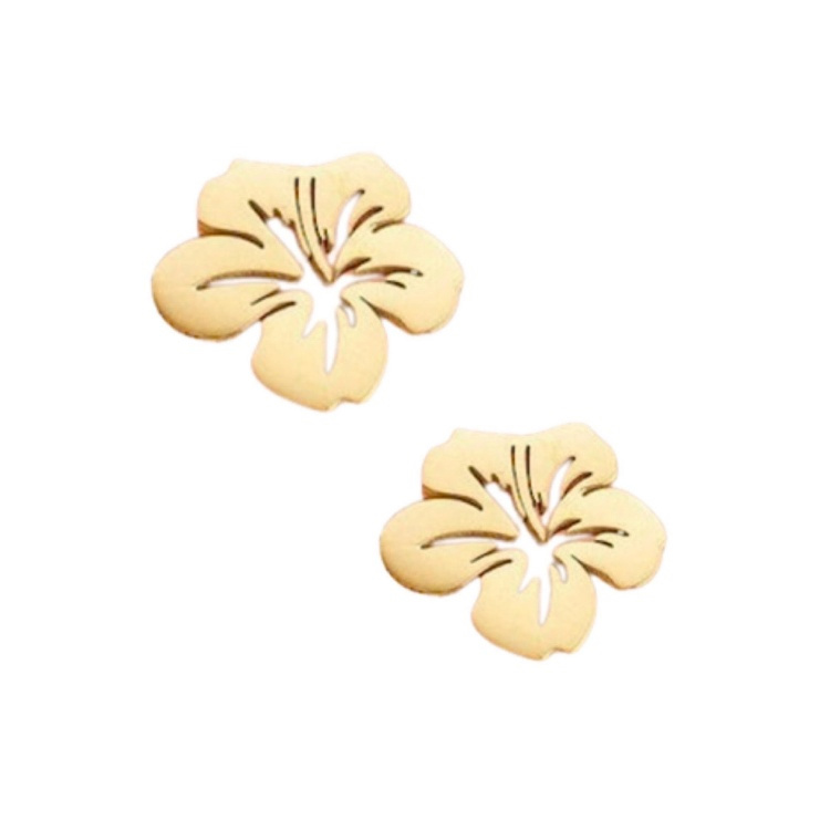 گوشواره طلا 18 عیار زنانه شمیم گلد طرح گل هیبیسکوس کد S-32