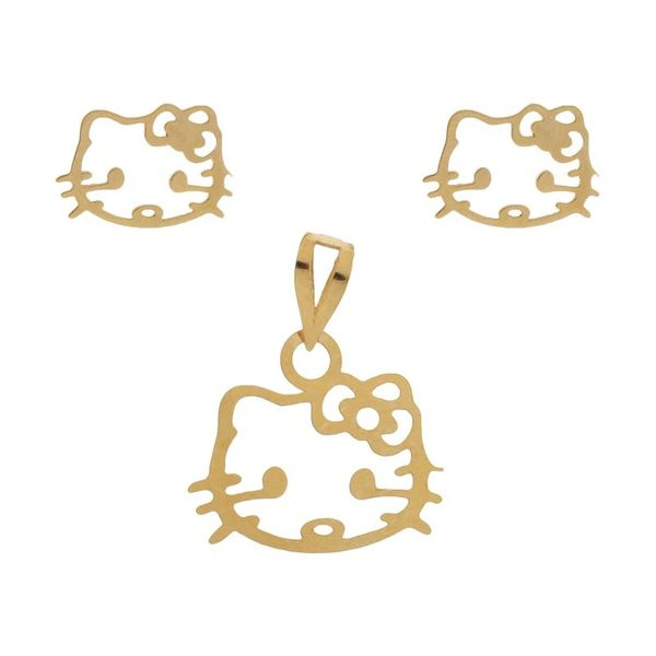 نیم ست طلا 18 عیار دخترانه شمیم گلد گالری مدل کیتی کد 355