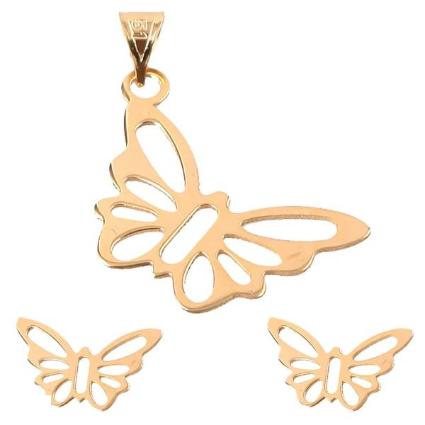 نیم ست طلا 18 عیار شمیم گلد گالری کد 12008