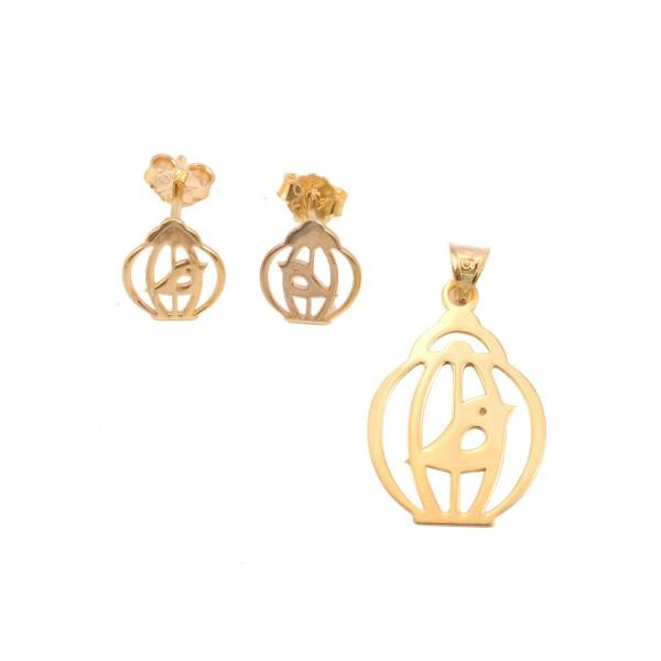 نیم ست طلا 18 عیار شمیم گلد گالری مدل SH0031