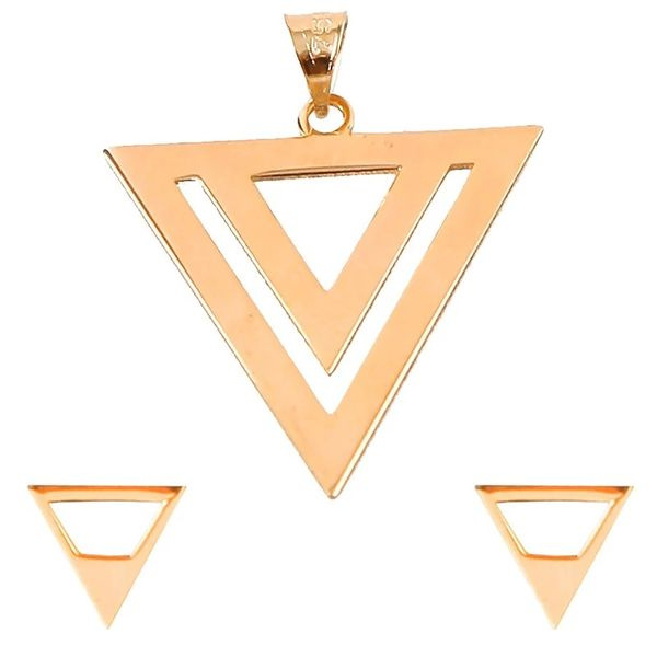 نیم ست طلا 18 عیار دخترانه شمیم گلد گالری مدل هندسی مثلث 632