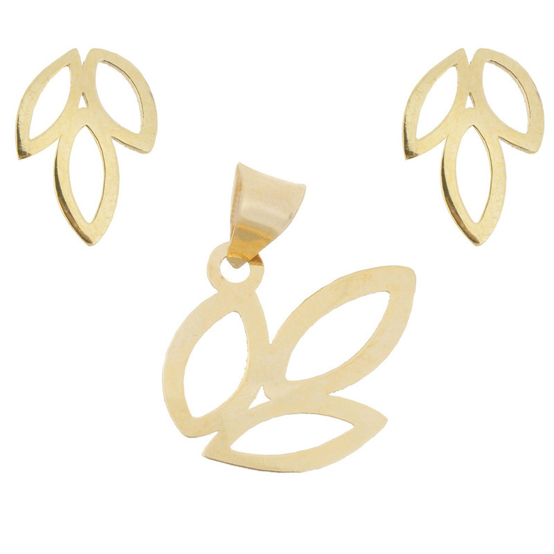 نیم ست طلا 18 عیار زنانه شمیم گلد گالری طرح گل کد SG564