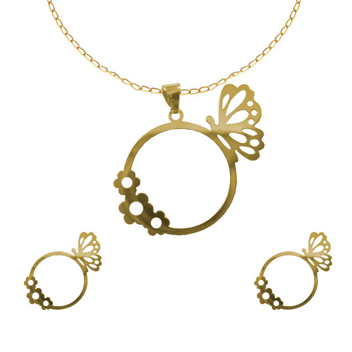 نیم ست طلا 18 عیار زنانه شمیم گلد گالری کد T1126