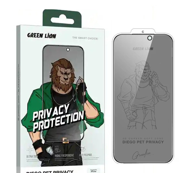 محافظ صفحه نمایش حریم شخصی گرین لاین مدل Diego Pet Privacy مناسب برای گوشی موبایل اپل iPhone 16/15/14 Pro