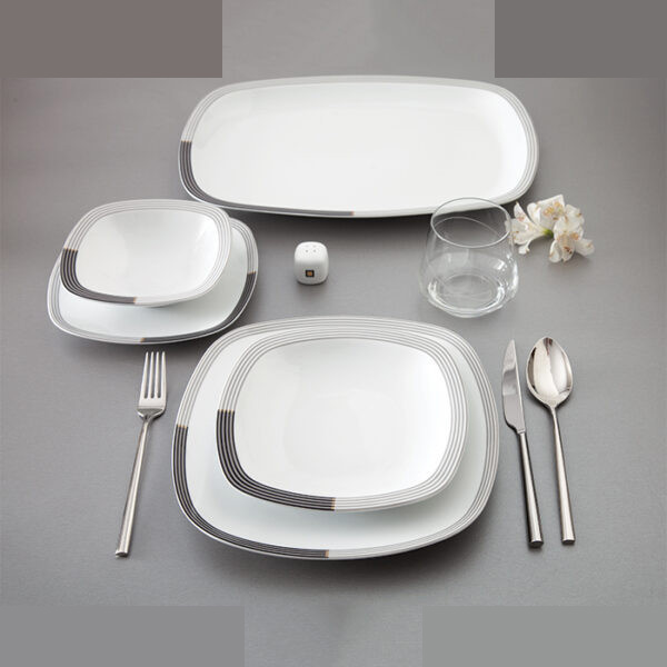 سرویس غذاخوری 27 پارچه 6 نفره چینی زرین ایران مدل  وگاس اوریت درجه 3