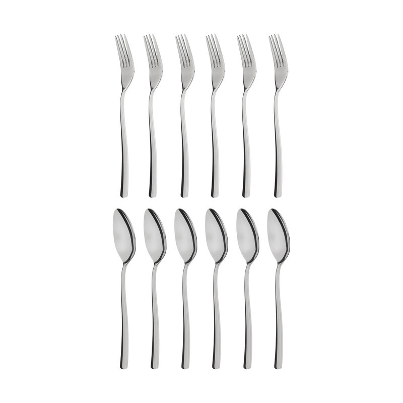 سرویس قاشق و چنگال غذاخوری 12 پارچه صنایع استیل ایران مدل روما کد 6