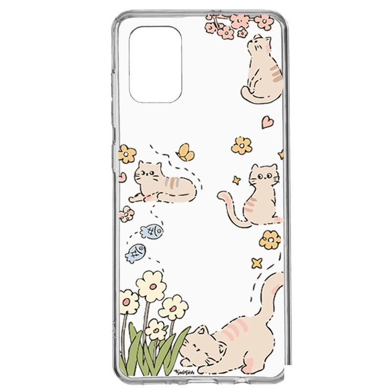 کاور گوشی طرح Cat & Flower مناسب برای گوشی موبایل سامسونگ Galaxy A71