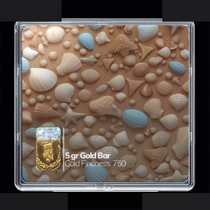 شمش طلا 18 عیار مدوپد مدل صدف کد SG10305