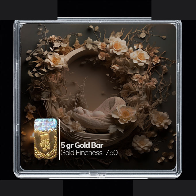 شمش طلا 18 عیار 100 سوت مدوپد مدل سبد و گل کد SG10300