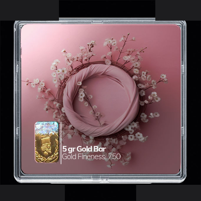 شمش طلا 18 عیار 100 سوت مدوپد مدل سبد و گل کد SG10267