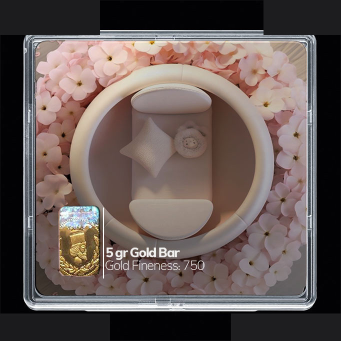 شمش طلا 18 عیار 100 سوت مدوپد مدل سبد و گل کد SG10263