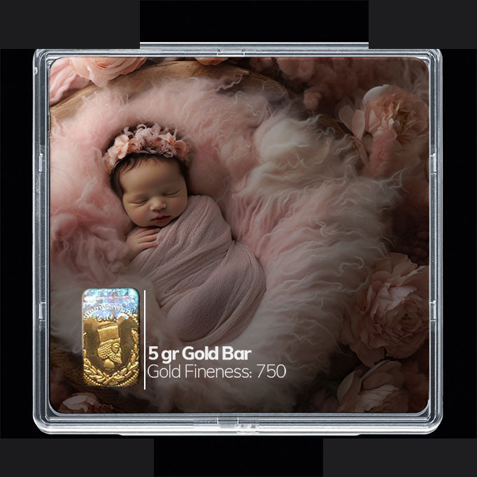 شمش طلا 18 عیار مدوپد مدل نوزاد کد SG10258