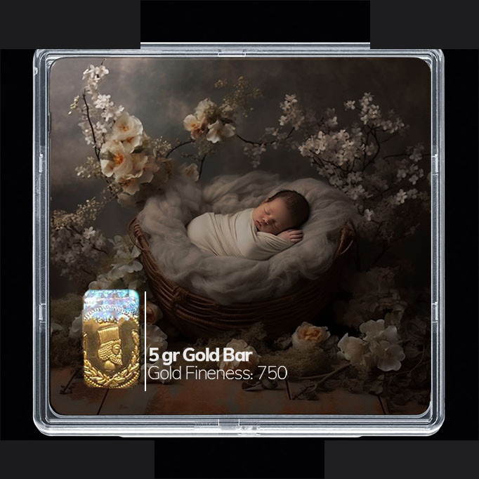 شمش طلا 18 عیار مدوپد مدل نوزاد کد SG10255