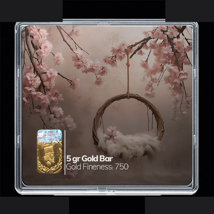 شمش طلا 18 عیار مدوپد مدل سبد و گل کد SG10247