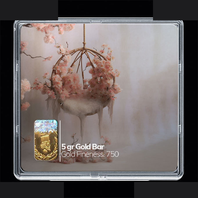 شمش طلا 18 عیار مدوپد مدل سبد گل کد SG10238