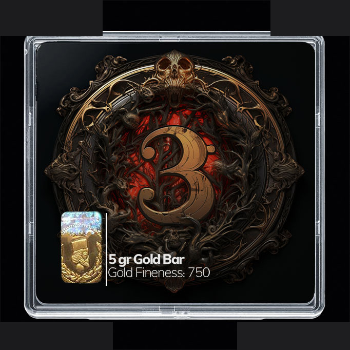 شمش طلا 18 عیار مدوپد مدل عدد 3 کد SG10207