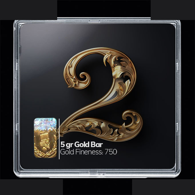 شمش طلا 18 عیار مدوپد مدل عدد 2 کد SG10202