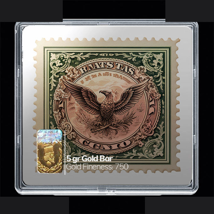 شمش طلا 18 عیار 100 سوت مدوپد مدل تمبر کد SG10192