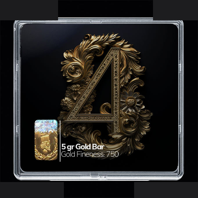 شمش طلا 18 عیار مدوپد مدل عدد 4 کد SG10177