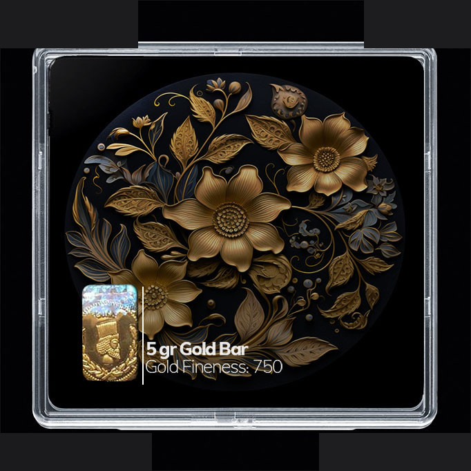 شمش طلا 18 عیار 100 سوت مدوپد مدل سینی و گل کد SG10171