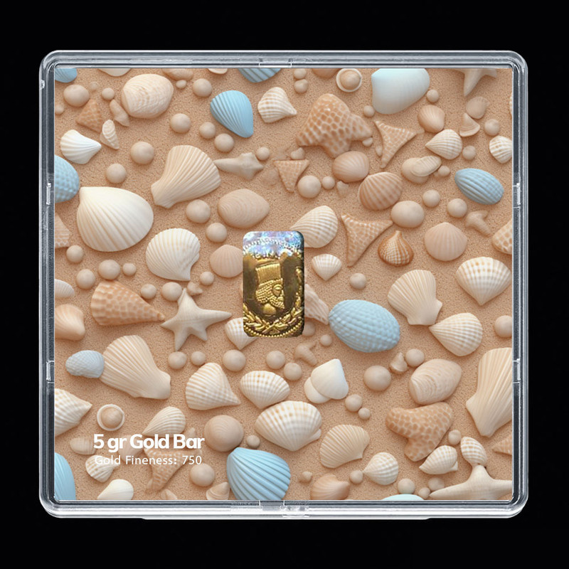 شمش طلا 18 عیار مدوپد مدل صدف کد SG-10305
